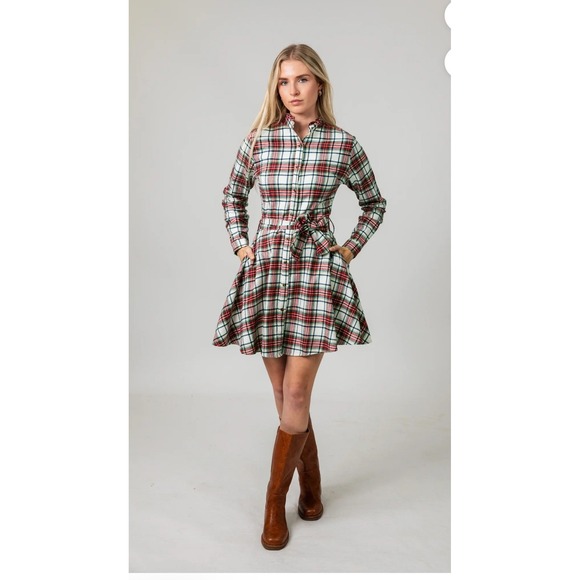 Kiel James Patrick Dresses & Skirts - Kiel James Patrick Shirtdress Womens XS Red Plaid Excellent Flannel Mini Belted